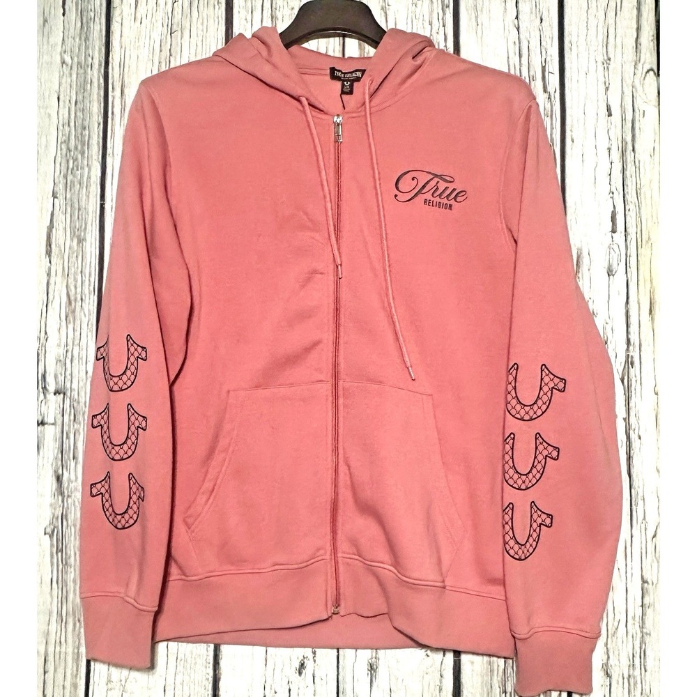 True Religion Mens Brandied Apricot Buddha Graphic Zip Hoodie 701045 L NEW